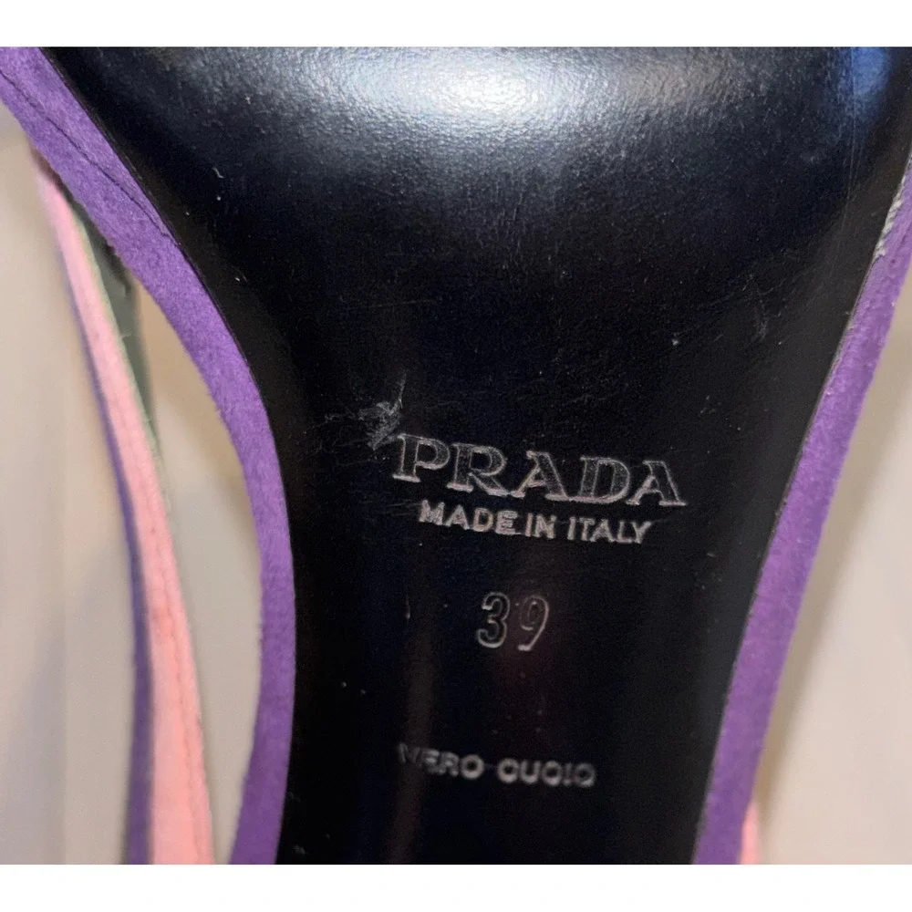 Prada Fairy Collection 2008 Wave Color Block Suede Mary Jane Heels EU 39 Italy